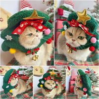 HKM-601299 Christmas Tree Pet Headgear for Cats and Dogs, Plush Hat with Various Sizes