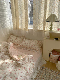 HKM-601299 Cotton Lace Four-Piece Bedding Set with Quilt Cover and Bed Skirt
