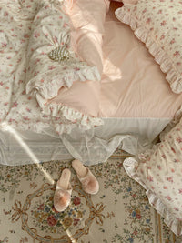 HKM-601299 Cotton Lace Four-Piece Bedding Set with Quilt Cover and Bed Skirt