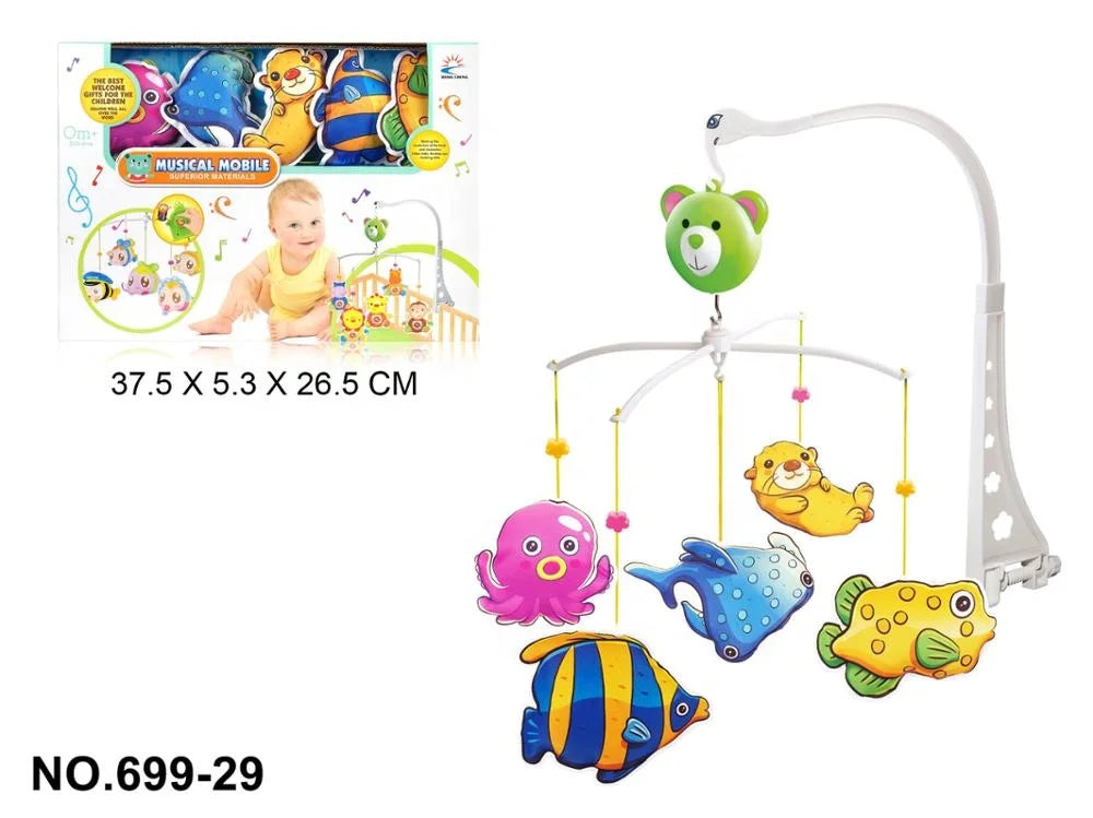 HKM-601619 Musical Baby Mobile with Cute Fish Design for Crib – Wind-Up Toy for Newborns and Toddlers