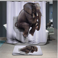 HKM-601683 Whimsical Animal Pattern Waterproof Shower Curtain with Elephants, Bears, Pandas, and More - 180cm x 180cm