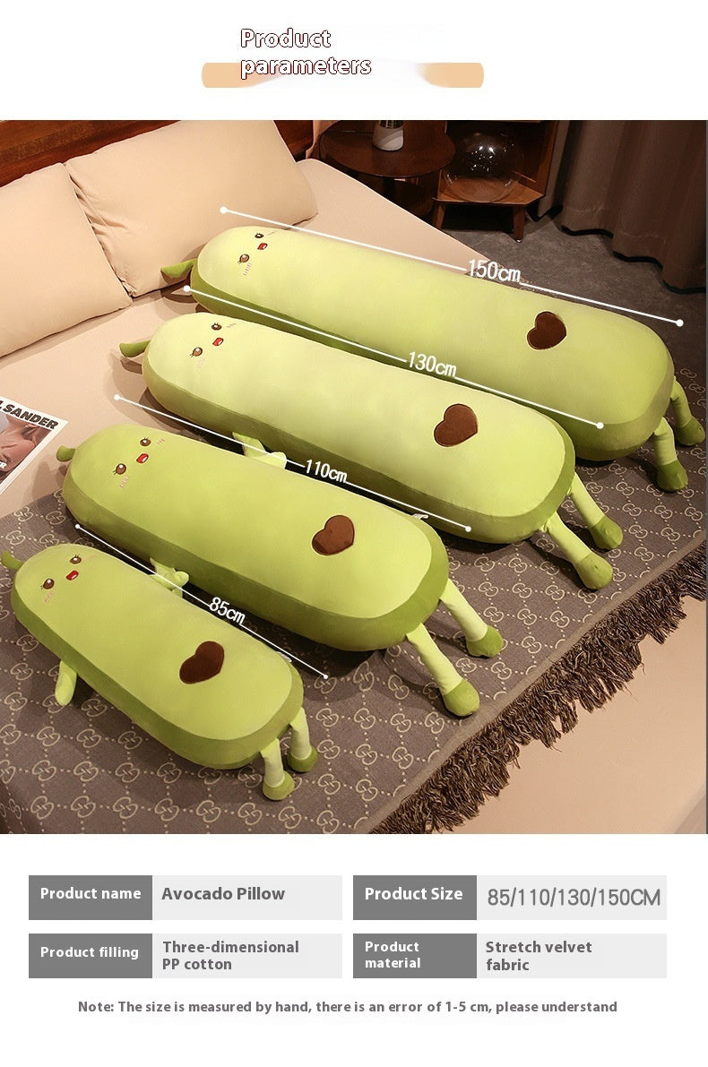 HKM-601939 Avocado Plush Long Pillow - Soft PP Cotton Filling, Available in 85cm, 100cm, 130cm, and 150cm Sizes