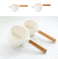 HKM-602003 Hugh Bamboo Handle Dog Food Spoon – Milky White, Durable and Safe for Pet Feeding
