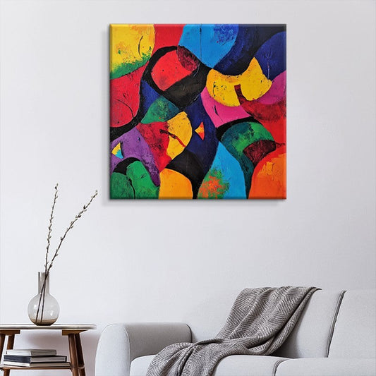 HKM-602067 Colorful Abstract Hand-Painted Oil Painting on Canvas for Home and Dining Room Decor Unframed and Rolled