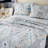 HKM-602131 Geometric Pattern Pure Cotton 3-Piece Bedding Set - Bed Cover, Duvet Cover & Pillowcases