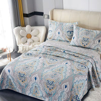 HKM-602131 Geometric Pattern Pure Cotton 3-Piece Bedding Set - Bed Cover, Duvet Cover & Pillowcases