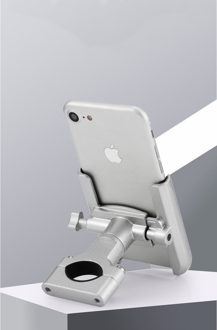 HKM-602195 Aluminum Alloy Motorcycle and Bicycle Phone Holder - Adjustable 60mm to 90mm Clamping Width, Includes Hex Wrench and Silicone Pad Cover