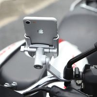 HKM-602195 Aluminum Alloy Motorcycle and Bicycle Phone Holder - Adjustable 60mm to 90mm Clamping Width, Includes Hex Wrench and Silicone Pad Cover