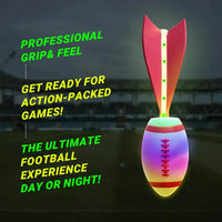 HKM-602387 Light-Up Flying Rugby Ball with 12 Light Modes for Outdoor Sports and Interactive Play