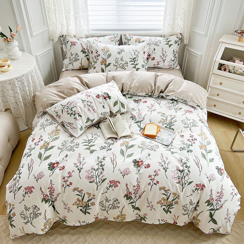 HKM-602451 Cotton Floral Four-Piece Bedding Set - Available in Multiple Sizes