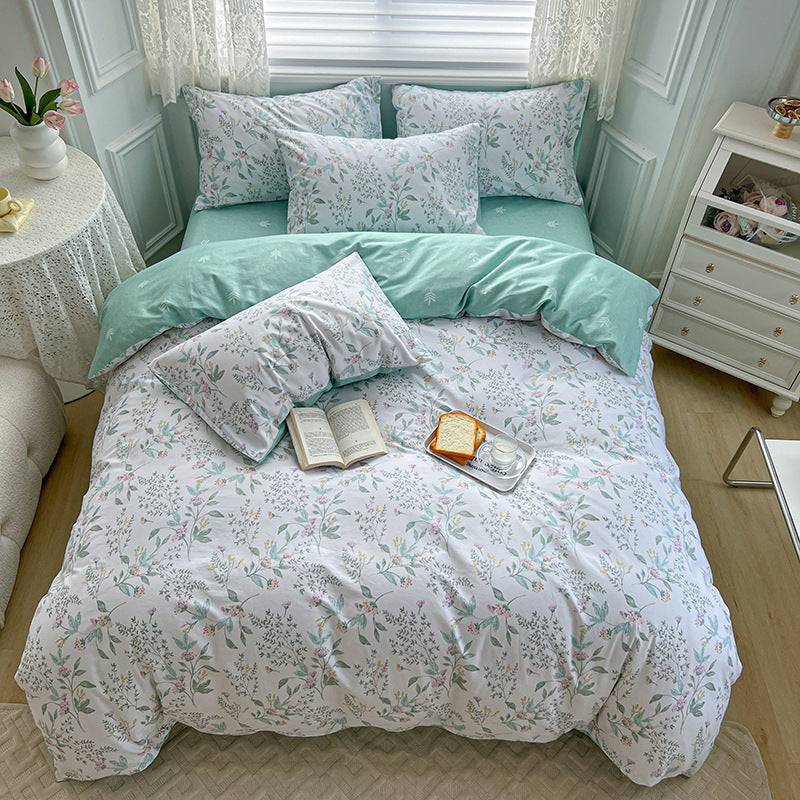 HKM-602451 Cotton Floral Four-Piece Bedding Set - Available in Multiple Sizes