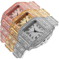HKM-602643 Roman Scale Quartz Watch Set with Bracelet and Necklace - 3 Piece Luxury Fashion Ensemble