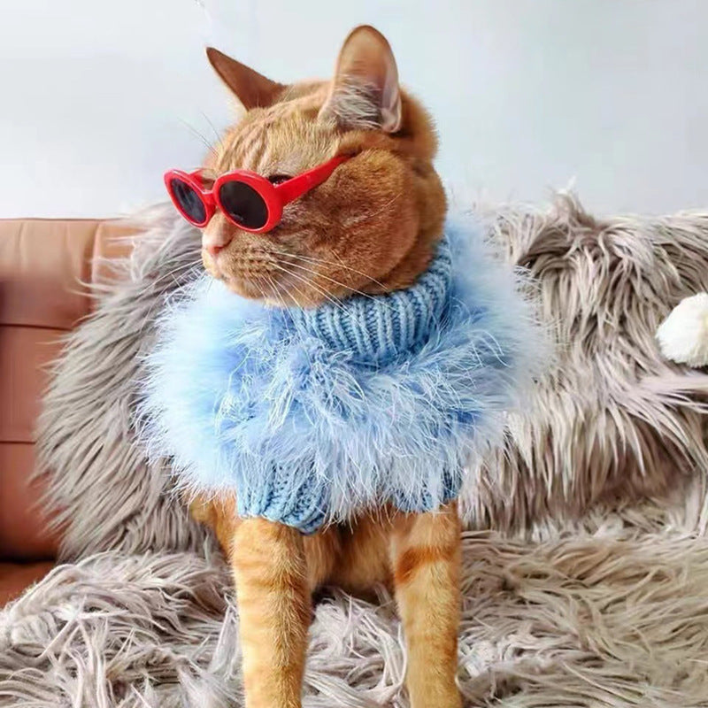 HKM-602707 Cozy Round Neck Sweater for Pets - Autumn and Winter, Available in Blue, Pink, Purple