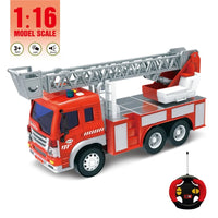 HKM-602771 Electric Remote Control Mini Fire Truck Toy for Kids - 1:16 Scale, 4 Channels, Ready-to-Play