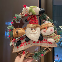 HKM-602899 Christmas Vine Ring Decoration Pendant - Santa Claus, Snowman, and Elk Designs - Rattan, Korean Style, 34CM/22.5CM