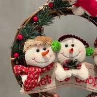 HKM-602899 Christmas Vine Ring Decoration Pendant - Santa Claus, Snowman, and Elk Designs - Rattan, Korean Style, 34CM/22.5CM