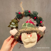 HKM-602899 Christmas Vine Ring Decoration Pendant - Santa Claus, Snowman, and Elk Designs - Rattan, Korean Style, 34CM/22.5CM