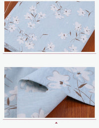 HKM-602963 Cotton Hemp Blend Fabric in Garden Style featuring Botanical Prints - Magnolia and Other Colors, 155cm Width