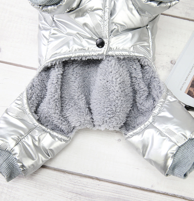 HKM-602963 Padded Warm Winter Four-Legged Cotton Coat for Dogs - Available in Silver White and Black