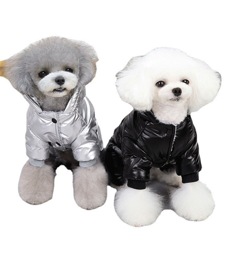 HKM-602963 Padded Warm Winter Four-Legged Cotton Coat for Dogs - Available in Silver White and Black