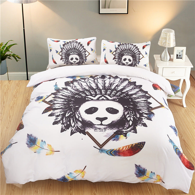HKM-602963 Three-Piece Ethnic Style Digital Printing Duvet Cover Set for 1.5m Beds