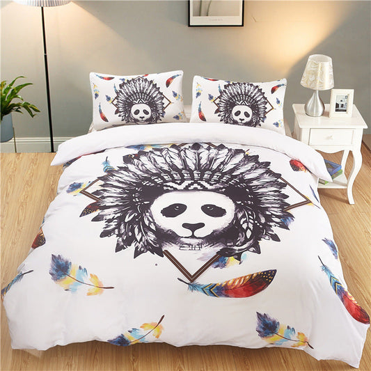 HKM-602963 Three-Piece Ethnic Style Digital Printing Duvet Cover Set for 1.5m Beds