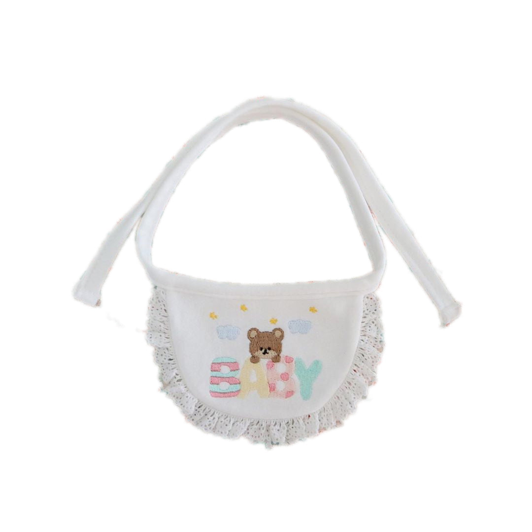 HKM-603219 Embroidered Cat Saliva Towel – Bear and Birthday Designs, Free Size 75cm