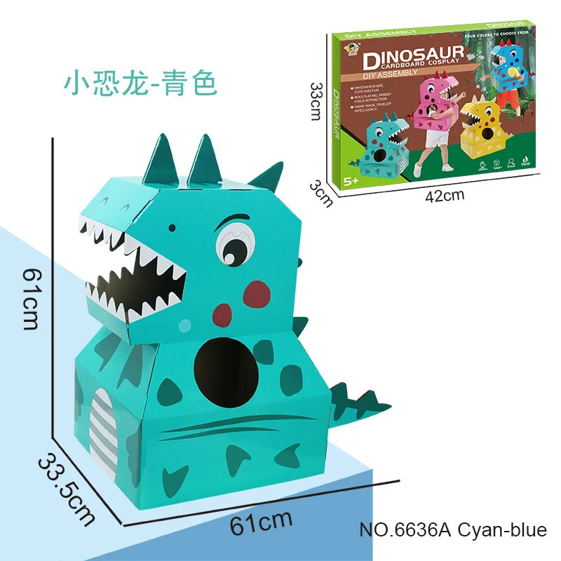 HKM-603283 DIY Wearable Cardboard Dinosaur Costume for Kids - Fun Educational Toy for All Ages