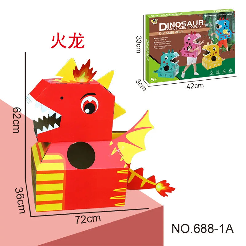 HKM-603283 DIY Wearable Cardboard Dinosaur Costume for Kids - Fun Educational Toy for All Ages