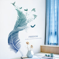 HKM-603283 Luxury Modern PVC Wall Stickers - Extra Large Waterproof Feather Bird Design for Entrance