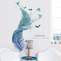 HKM-603283 Luxury Modern PVC Wall Stickers - Extra Large Waterproof Feather Bird Design for Entrance
