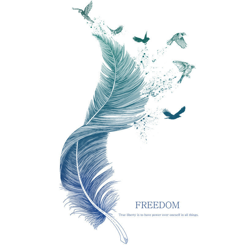 HKM-603283 Luxury Modern PVC Wall Stickers - Extra Large Waterproof Feather Bird Design for Entrance
