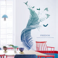 HKM-603283 Luxury Modern PVC Wall Stickers - Extra Large Waterproof Feather Bird Design for Entrance