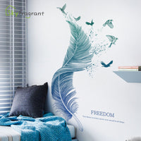 HKM-603283 Luxury Modern PVC Wall Stickers - Extra Large Waterproof Feather Bird Design for Entrance