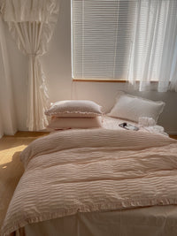 HKM-603283 Washed Cotton Quilt Cover Set - Soft White, Powder, Fog Blue | Various Sizes Available