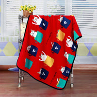 HKM-603411 Cartoon Animal Printed Coral Fleece Blanket for Spring and Summer, 100x75cm