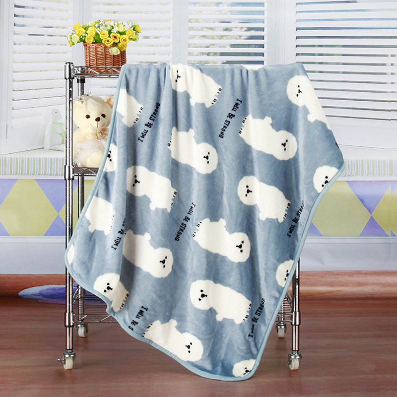 HKM-603411 Cartoon Animal Printed Coral Fleece Blanket for Spring and Summer, 100x75cm