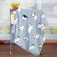 HKM-603411 Cartoon Animal Printed Coral Fleece Blanket for Spring and Summer, 100x75cm