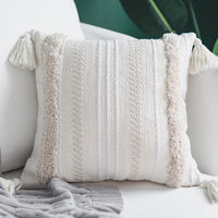 HKM-603411 Cotton Woven Cushion Cover with Tassels Geometric Design