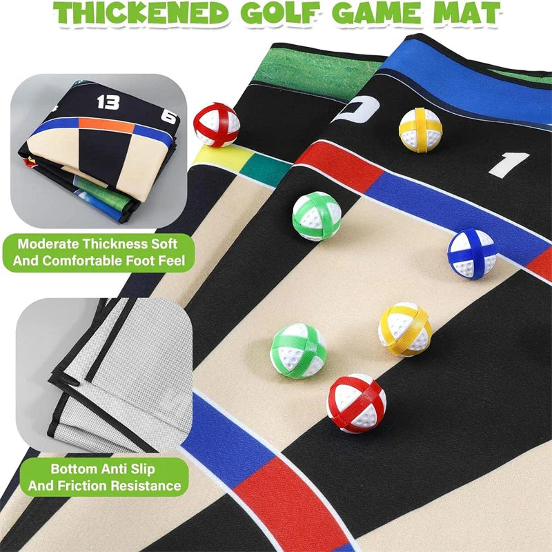 HKM-603539 Creative Indoor Outdoor Golf Practice Chipping Game Mat for Kids Ages 5+