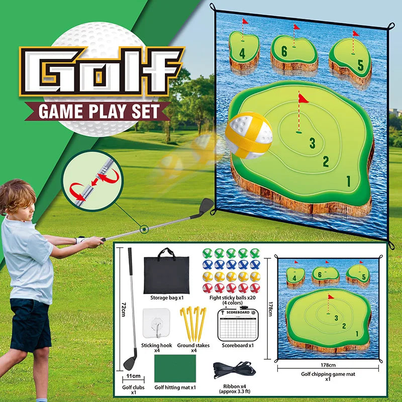 HKM-603539 Creative Indoor Outdoor Golf Practice Chipping Game Mat for Kids Ages 5+