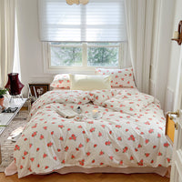 HKM-603603 Floral Pattern Pure Cotton Bedding Set - 3 or 4 Pieces in Multiple Sizes