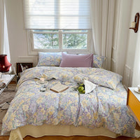 HKM-603603 Floral Pattern Pure Cotton Bedding Set - 3 or 4 Pieces in Multiple Sizes