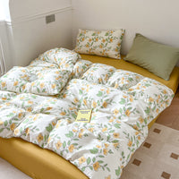 HKM-603603 Floral Pattern Pure Cotton Bedding Set - 3 or 4 Pieces in Multiple Sizes