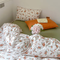 HKM-603603 Floral Pattern Pure Cotton Bedding Set - 3 or 4 Pieces in Multiple Sizes