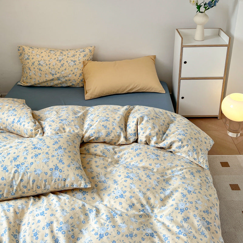 HKM-603603 Floral Pattern Pure Cotton Bedding Set - 3 or 4 Pieces in Multiple Sizes