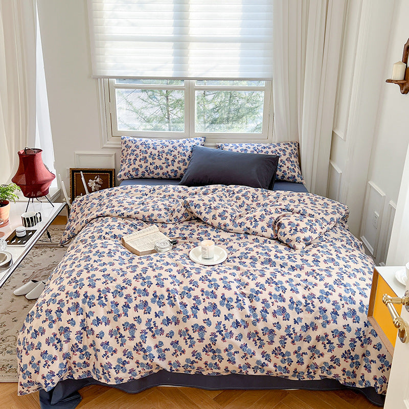 HKM-603603 Floral Pattern Pure Cotton Bedding Set - 3 or 4 Pieces in Multiple Sizes