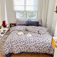 HKM-603603 Floral Pattern Pure Cotton Bedding Set - 3 or 4 Pieces in Multiple Sizes