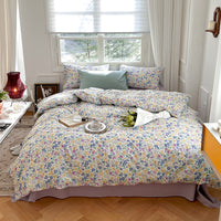 HKM-603603 Floral Pattern Pure Cotton Bedding Set - 3 or 4 Pieces in Multiple Sizes