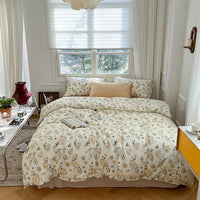 HKM-603603 Floral Pattern Pure Cotton Bedding Set - 3 or 4 Pieces in Multiple Sizes